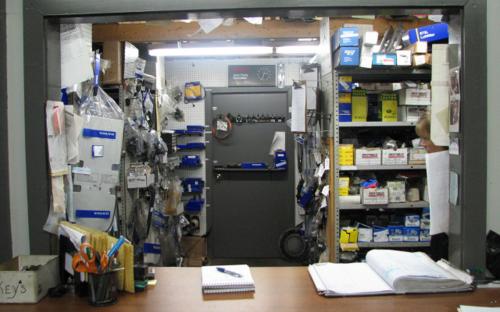 Parts department and front reception desk at 1345 Franklin, this area always seemed to be too hot in the summer and too cold in the winter.