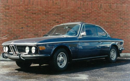 Another album shot, this time a stunning blue 1970 BMW “E9” 2800CS coupe circa 1987. (should have kept that one)